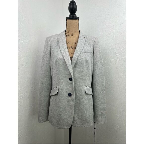 Tommy Hilfiger Women’s Grey Elbow-Patch Button-Cuff Blazer Size 12 - Picture 5 of 15